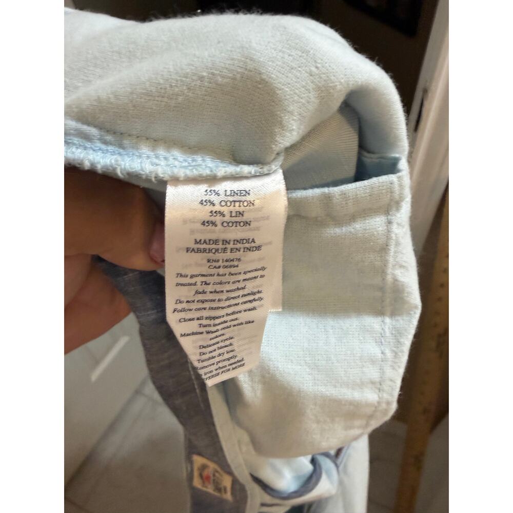 Faherty Linen Cotton Shorts Men’s Light Blue Flat Front Casual Sz 38 golf beach - Picture 3 of 8